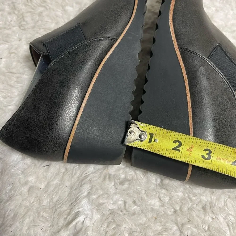 Life Stride Zora Wedge Slip On Shoes Gray/Brown Faux Leather SZ9.5M